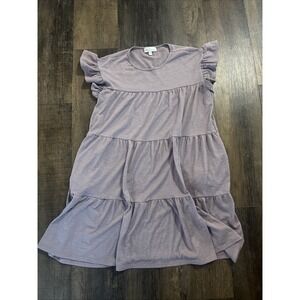 Perfect Peach Women's Medium Ruffle Tiered Dress Purple Boho Spring Summer Casua